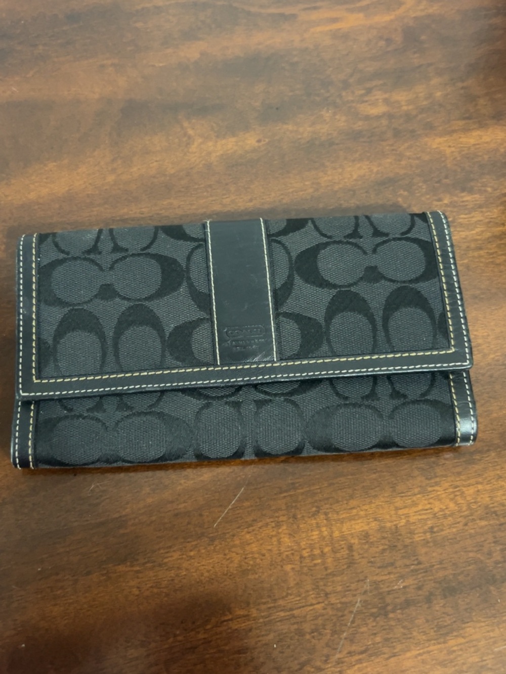 Coach Black Signature Canvas Trifold Wallet